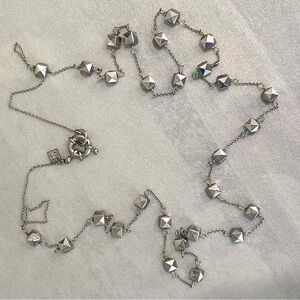 NWOT. J.Crew Silvertone with Faceted Geometric Station Necklace
